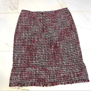 Pink Tweed Fringe Career Skirt